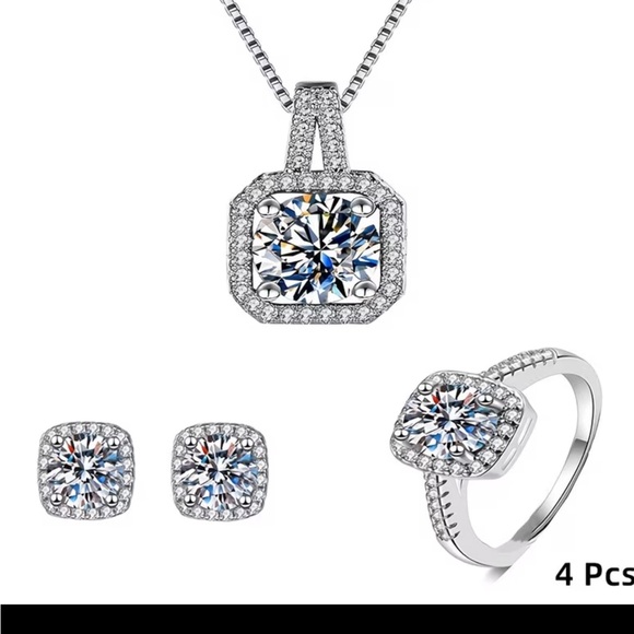 Silver Rhinestone Jewelry Set - Picture 4 of 11